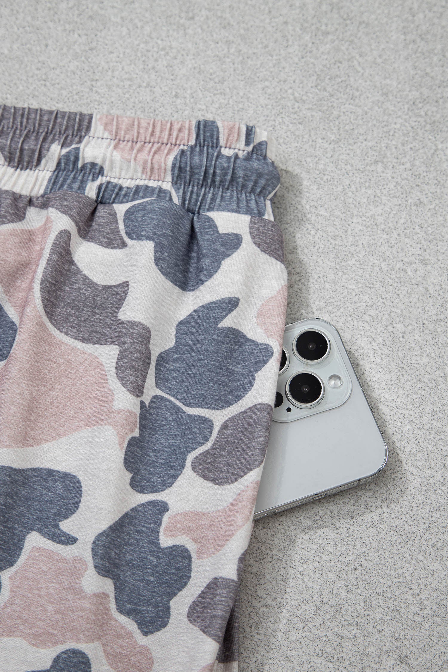 Multicolour Retro Camouflage Color Block Trim Skort 2pcs Outfit