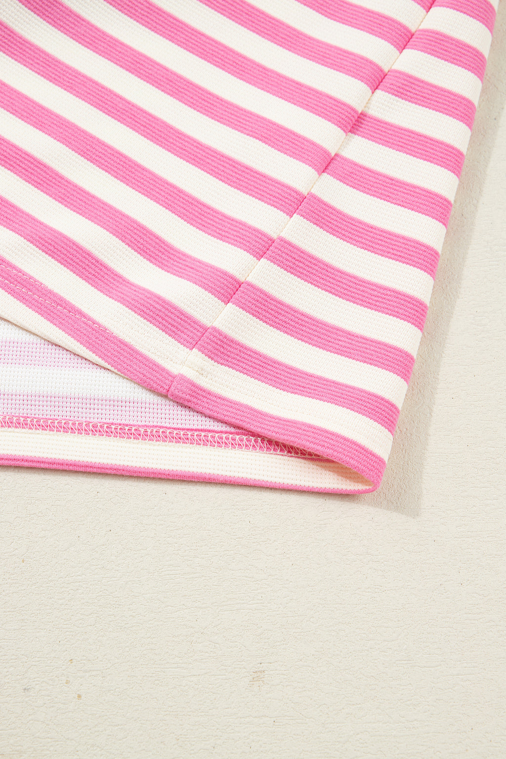 Sachet Pink Textured Stripe Print Contrast Trim Zip Collar Sleeveless 2pcs Skort Set