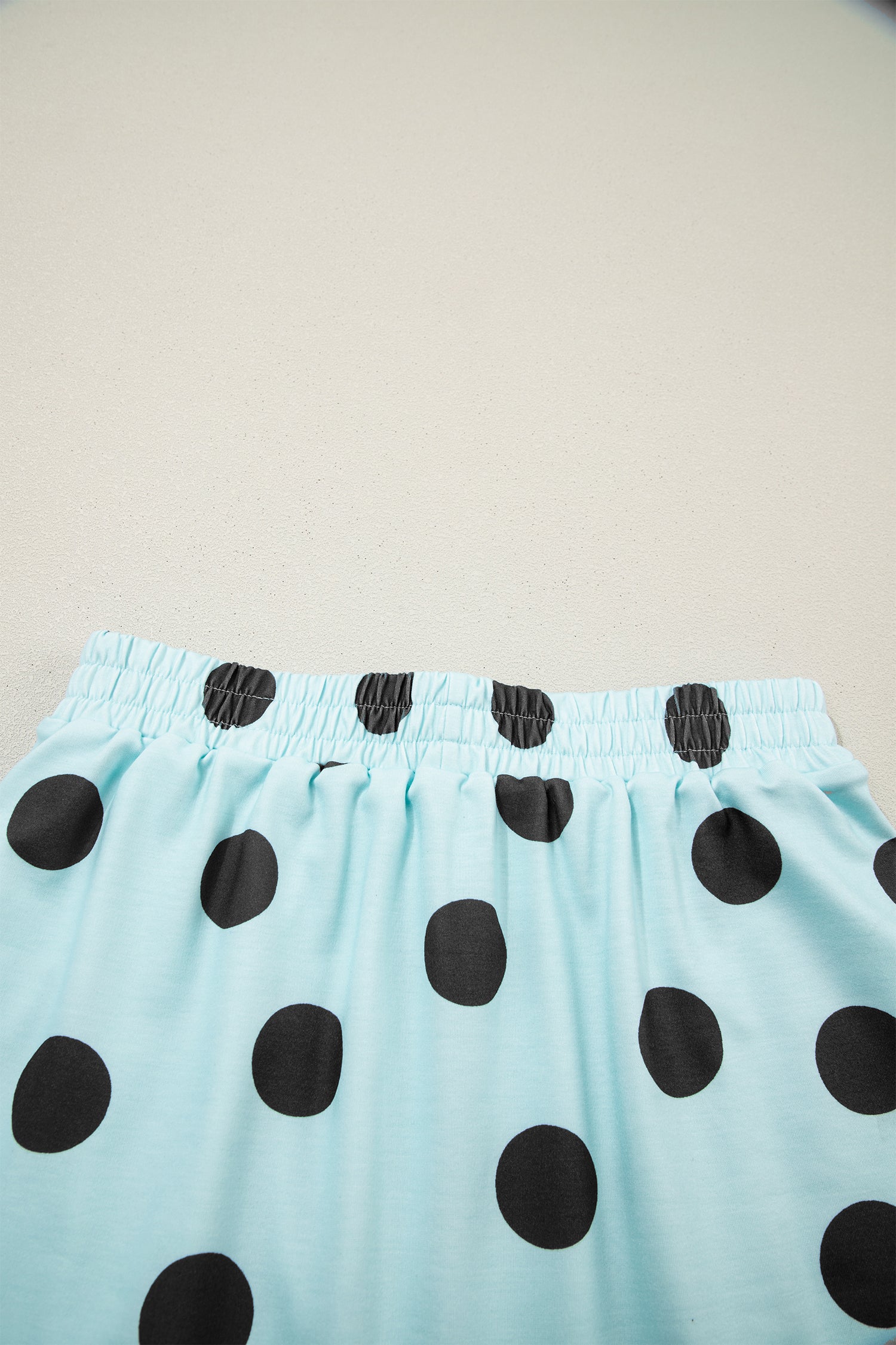 Sky Blue Polka Dot Short Sleeve Top Casual Skort 2pcs Outfit