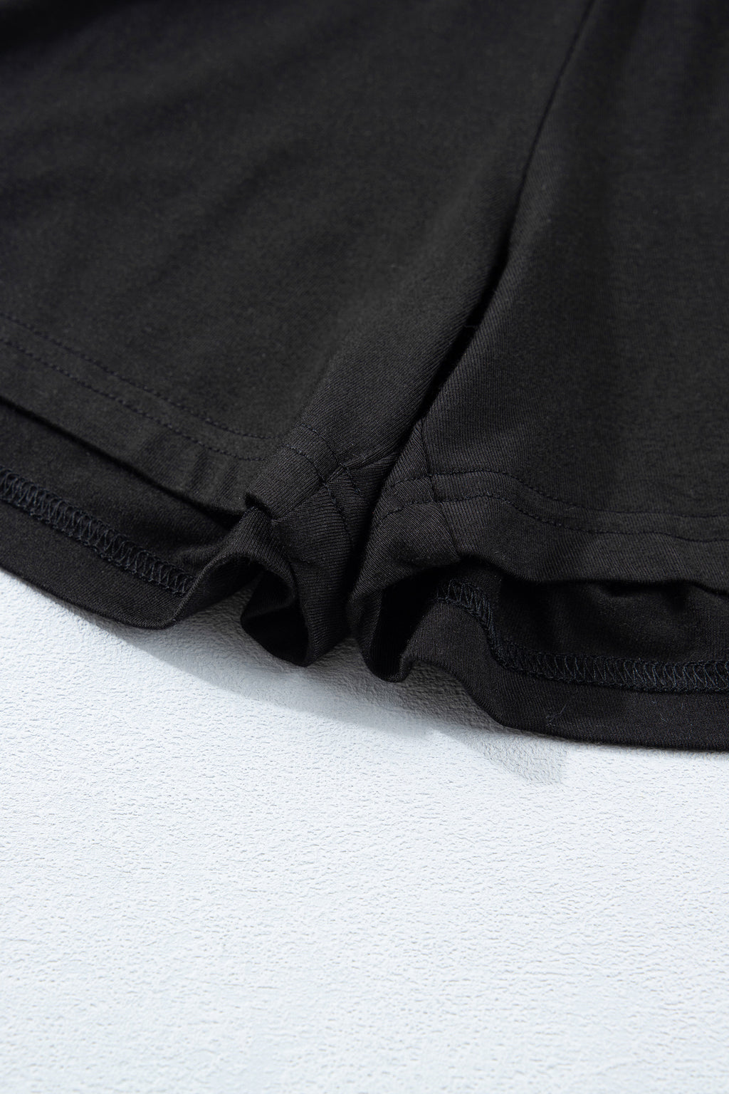 Black Solid Color Oversize Tee Tie Wrap Mini Skort 2pcs Set