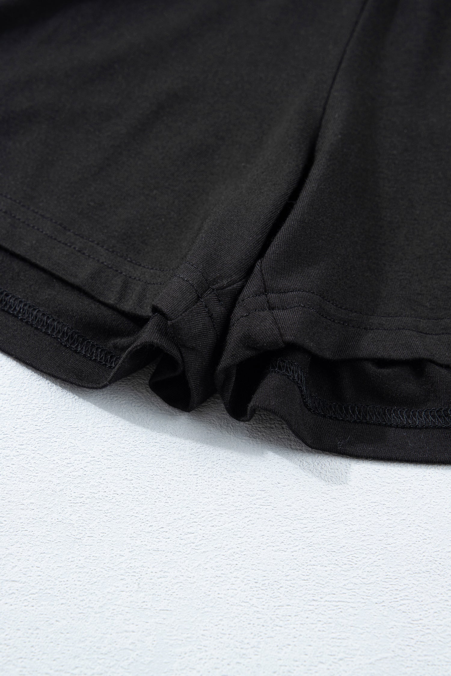 Black Solid Color Oversize Tee Tie Wrap Mini Skort 2pcs Set