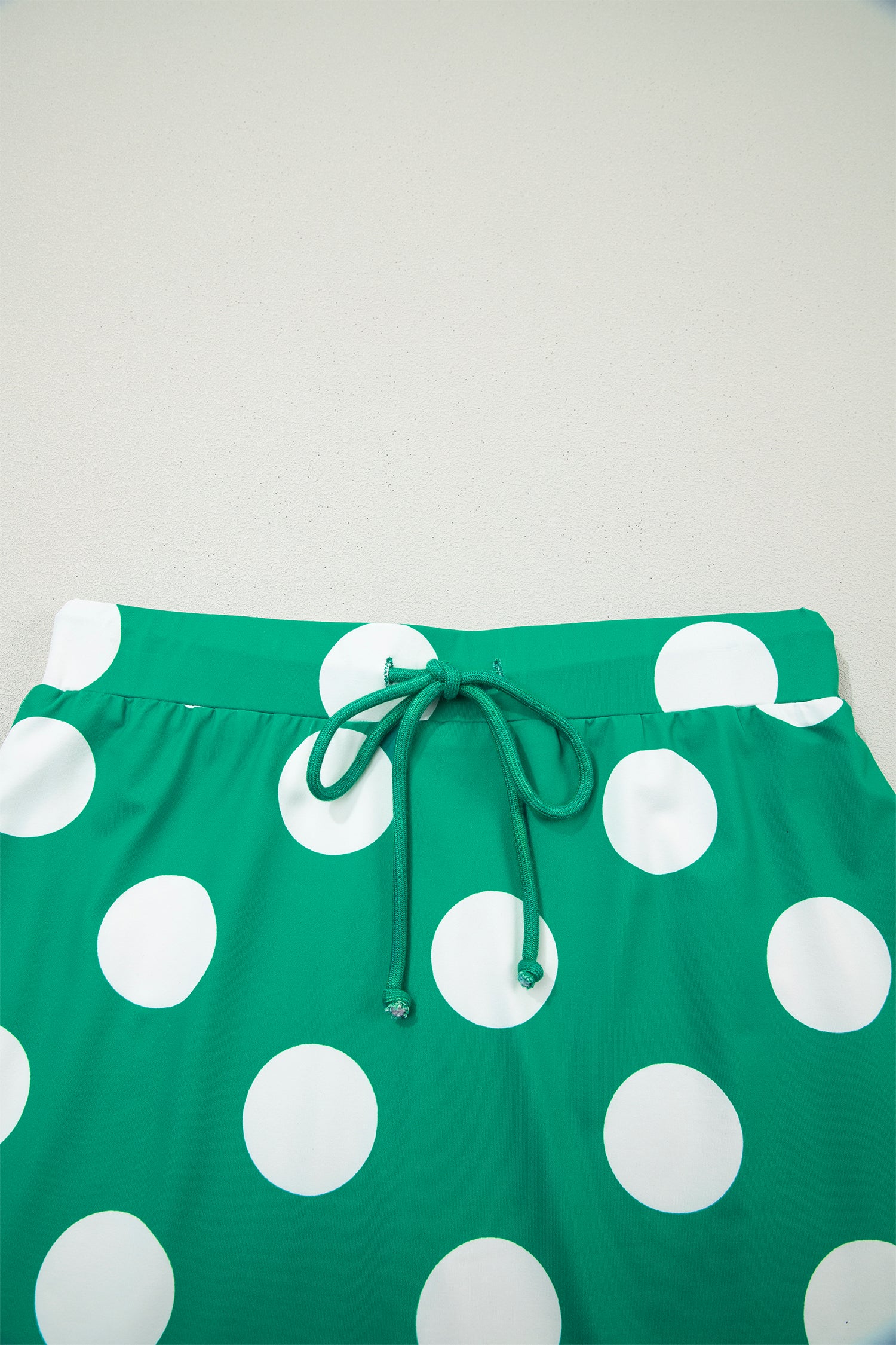 Green Polka Dot Print Cropped Tee Bodycon Skort 2pcs Set