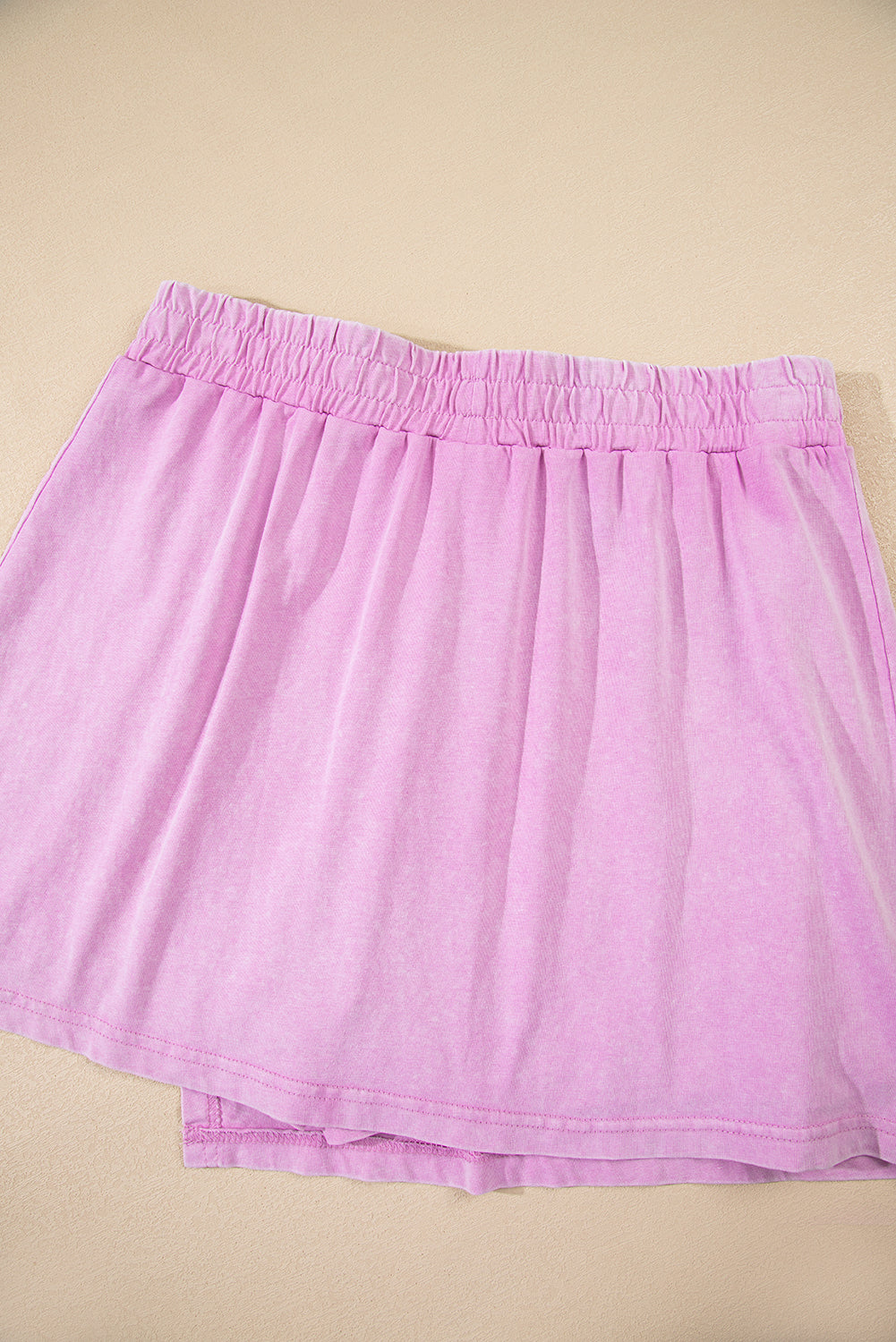 Phalaenopsis Solid Color Washed Sleeveless Top Split Skort Cotton 2pcs Outfit