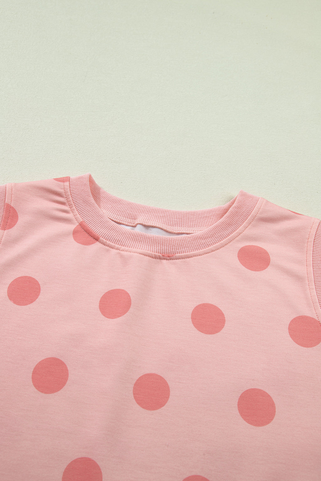 Pink Ribbed Trim Polka Dot Print Tank Split Mini Skort 2pcs Set