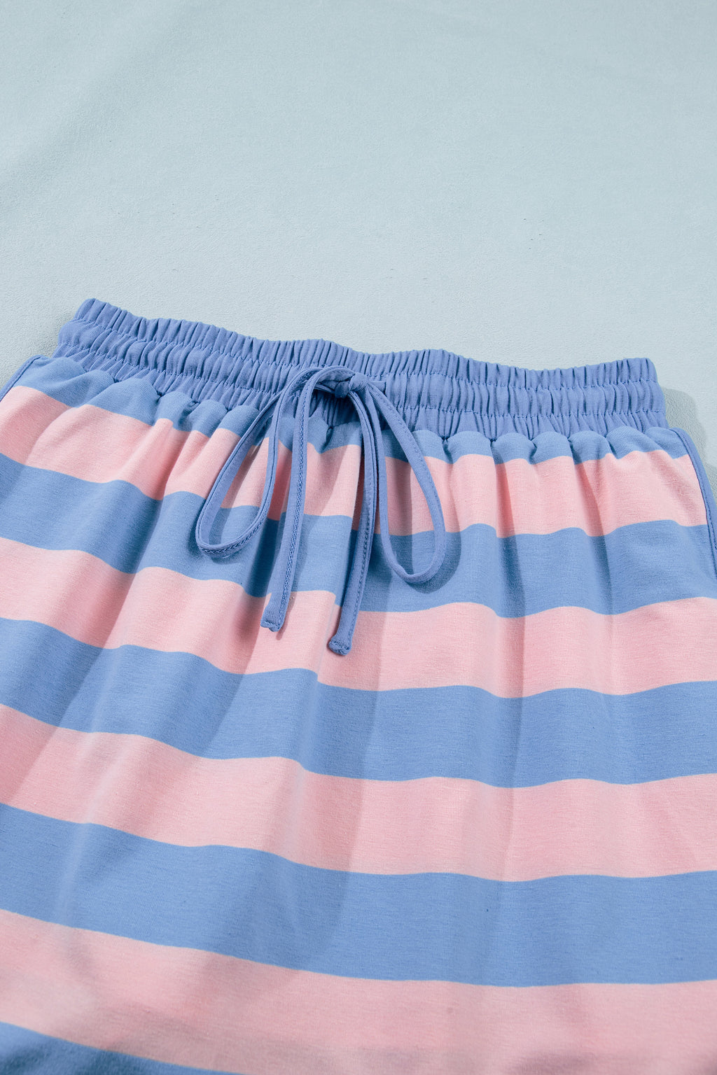 Pink Stripe Dolman Tee Drawstring Skort Athletic 2pcs Set