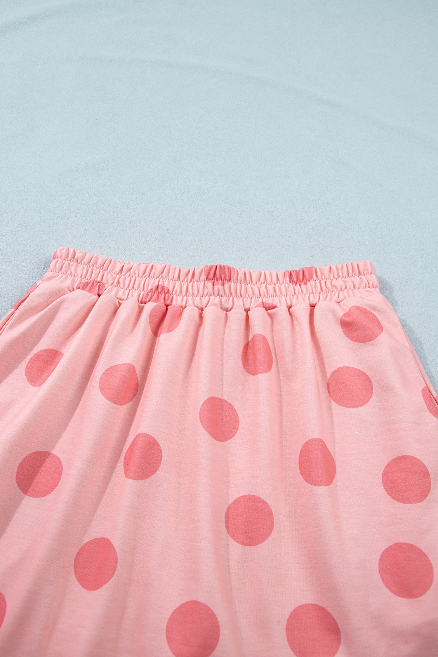 Pink Polka Dot Short Sleeve Top Casual Skort 2pcs Outfit