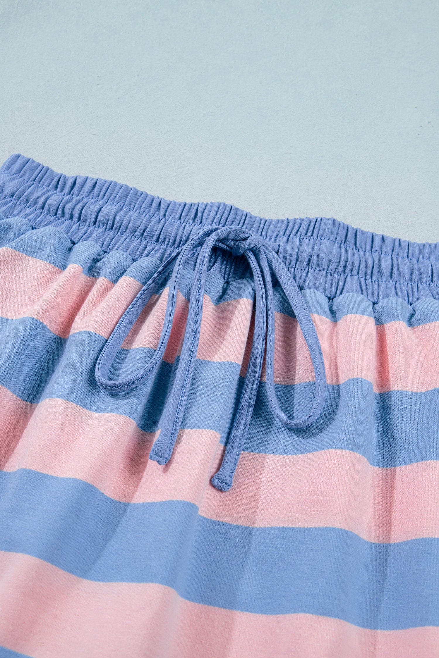 Pink Stripe Dolman Tee Drawstring Skort Athletic 2pcs Set