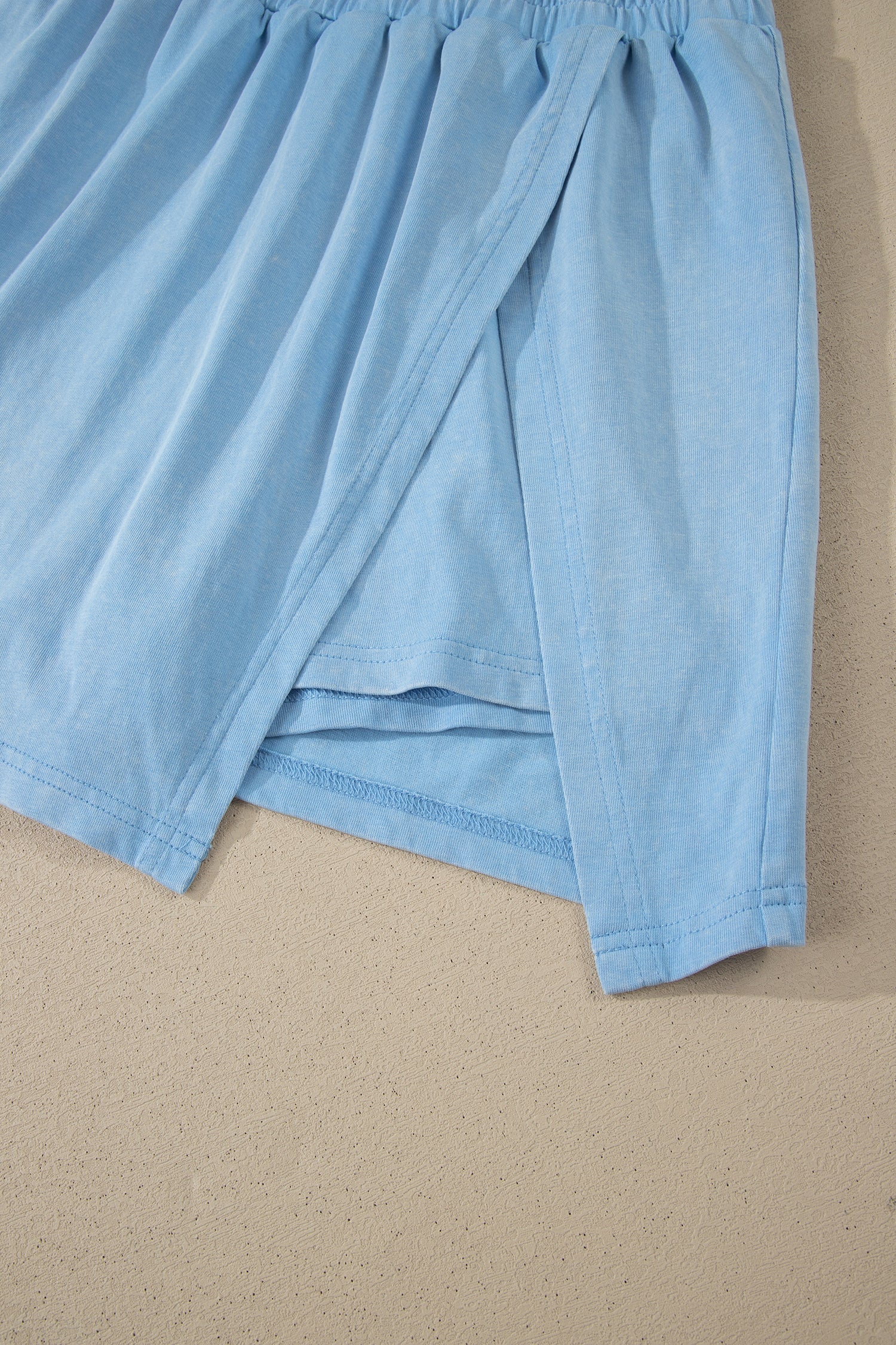 Beau Blue Mineral Wash V Neck Tee Matching Skort Set