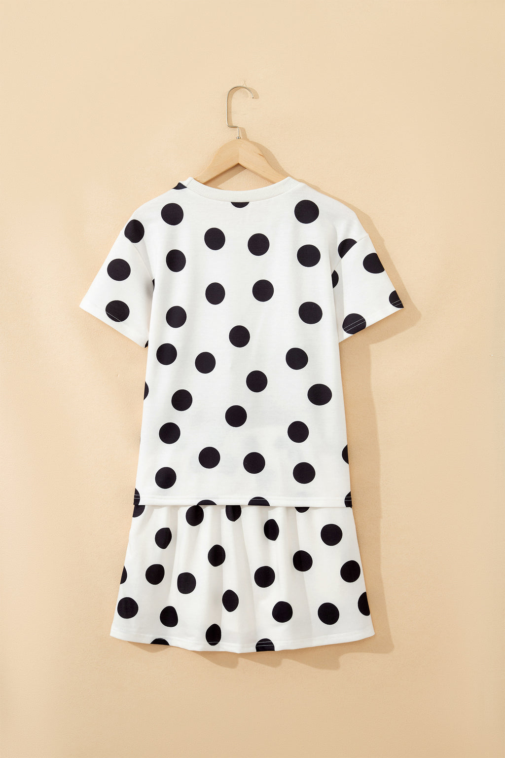 White Polka Dot Short Sleeve Top Casual Skort 2pcs Outfit