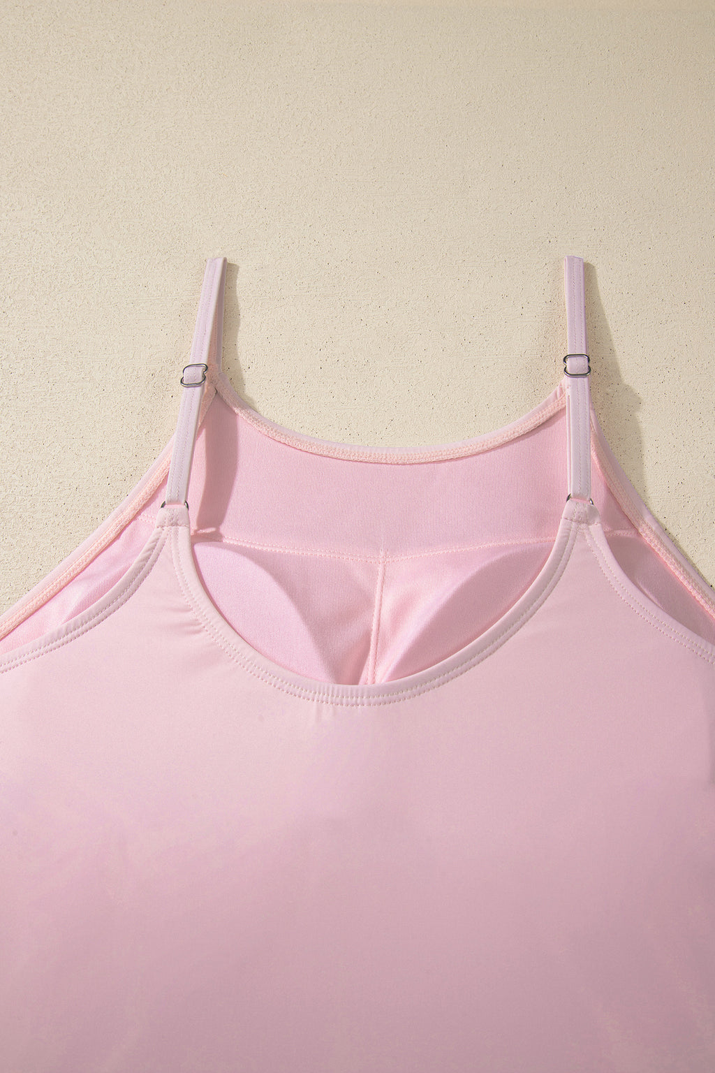Pink Solid Color Tunic Tank Dress Athletic Shorts Two Piece Set