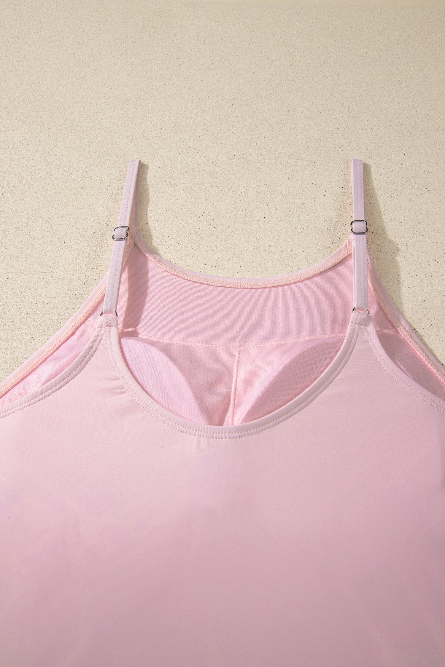 Pink Solid Color Tunic Tank Dress Athletic Shorts Two Piece Set