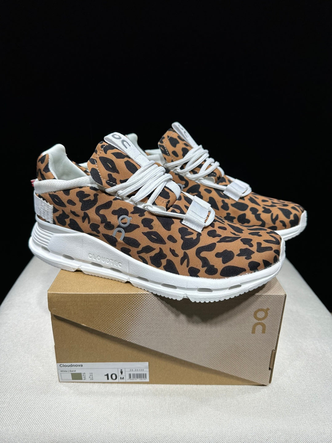 Detailed view of the leopard-print everyday sneaker