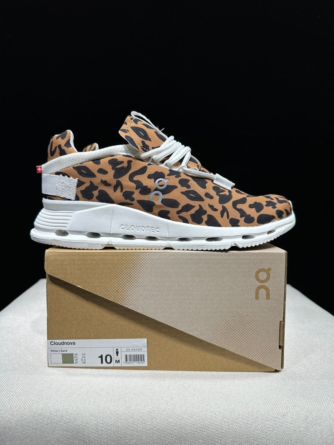 Leopard-print lace-up sneaker photographed from an additional angle