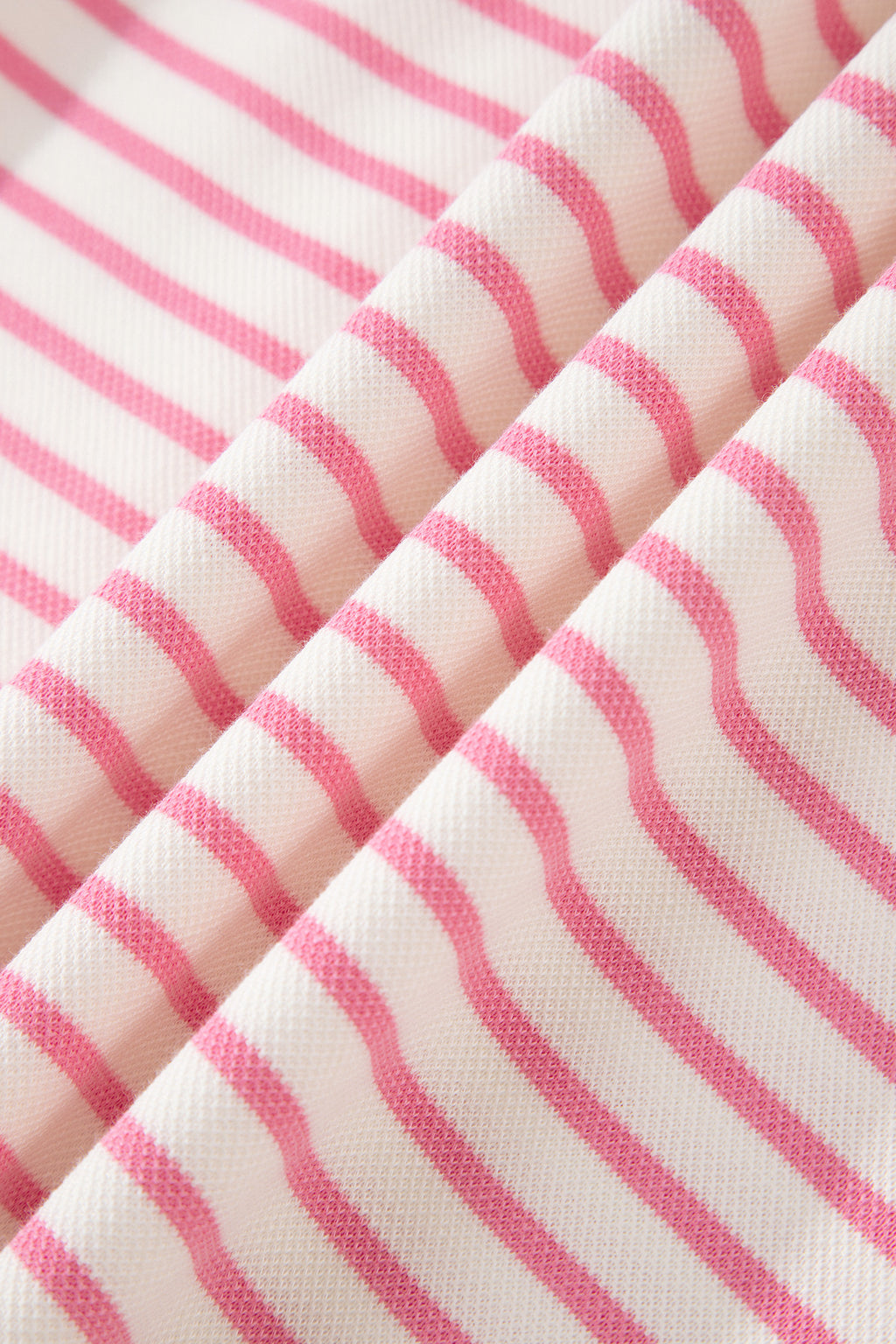 Pink Stripe Color Block Patchwork Polo Tee Drawstring Elastic Waist 2pcs Skort Set