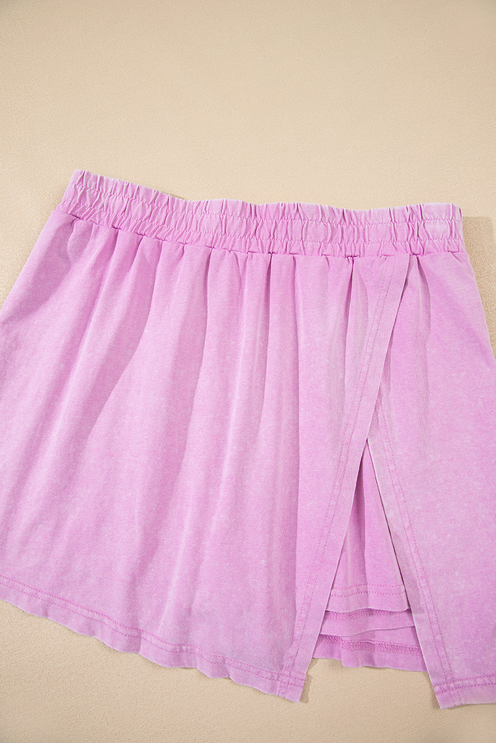 Phalaenopsis Solid Color Washed Sleeveless Top Split Skort Cotton 2pcs Outfit