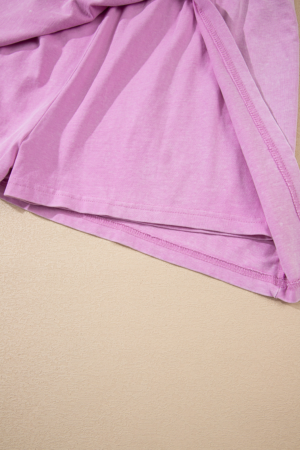 Phalaenopsis Solid Color Washed Sleeveless Top Split Skort Cotton 2pcs Outfit