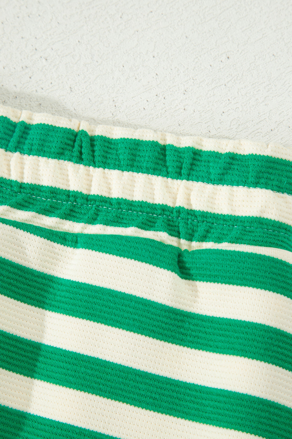 Bright Green Textured Stripe Print Contrast Trim Zip Collar Sleeveless 2pcs Skort Set