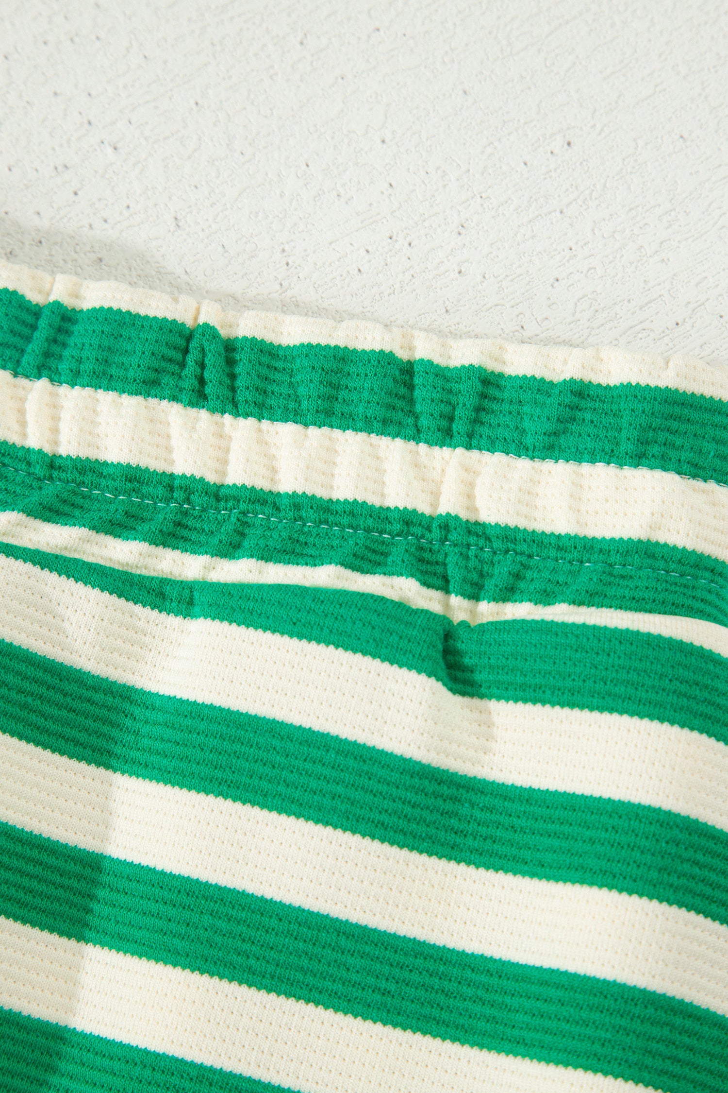 Bright Green Textured Stripe Print Contrast Trim Zip Collar Sleeveless 2pcs Skort Set