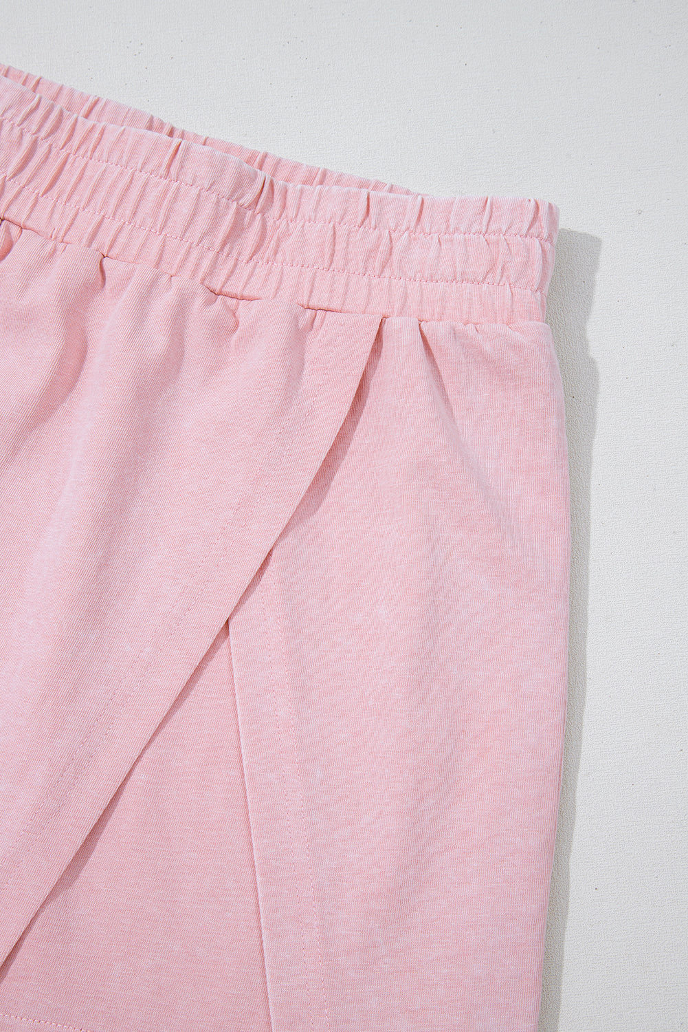 Light Pink Solid Color Washed Sleeveless Top Split Skort Cotton 2pcs Outfit