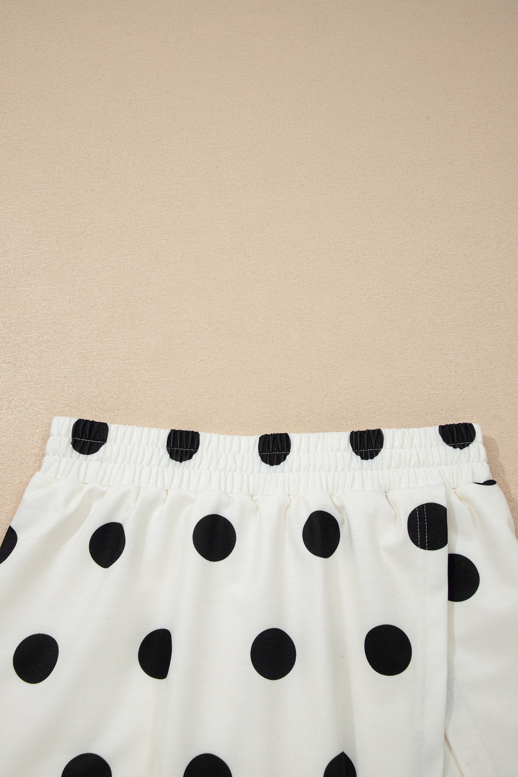 White Ribbed Trim Polka Dot Print Tank Split Mini Skort 2pcs Set