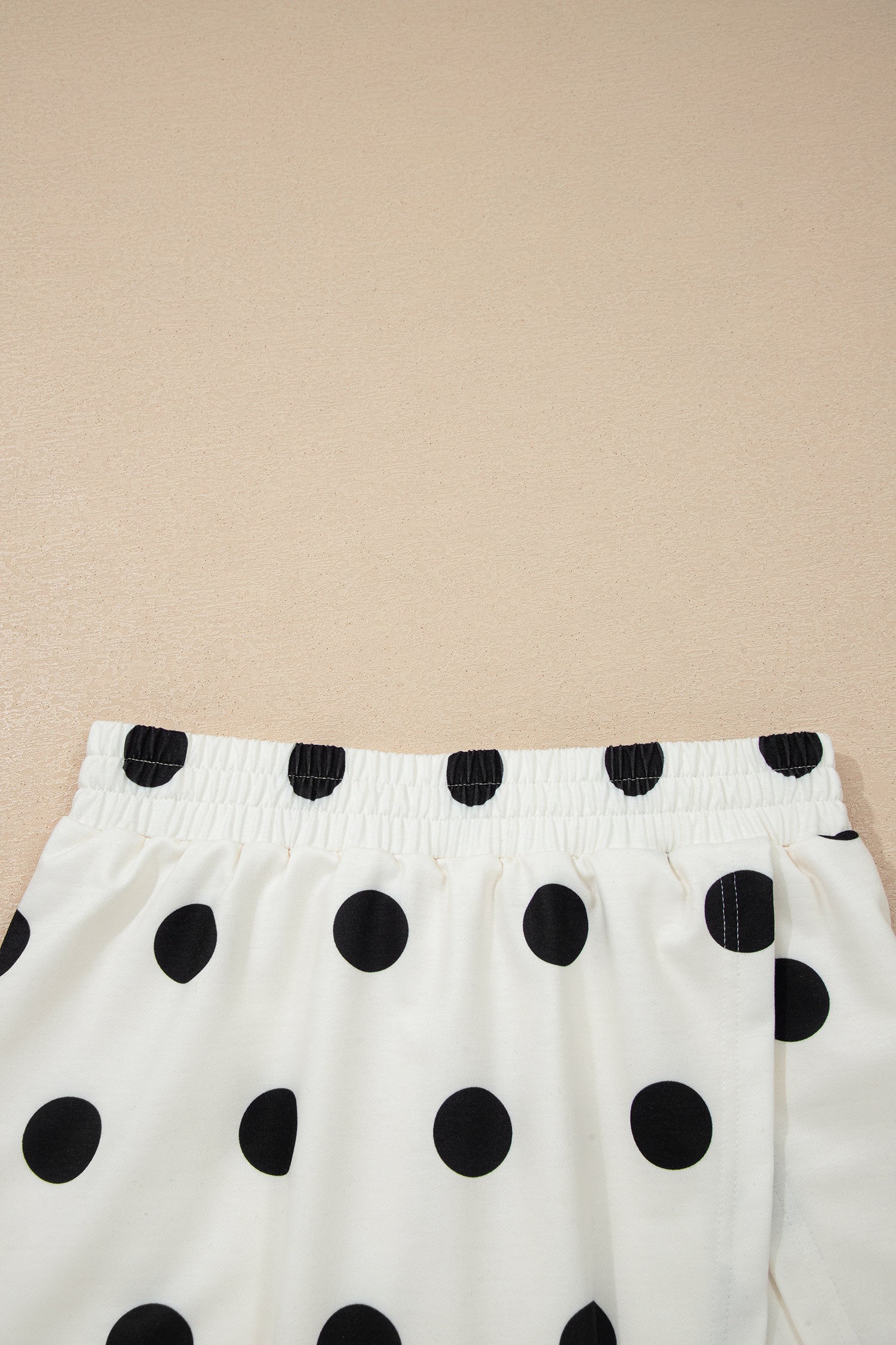 White Ribbed Trim Polka Dot Print Tank Split Mini Skort 2pcs Set