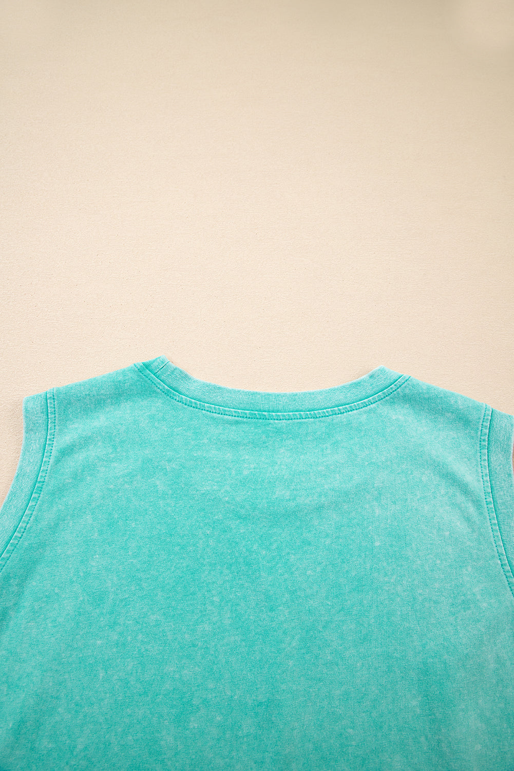 Mint Green Solid Color Washed Sleeveless Top Split Skort Cotton 2pcs Outfit