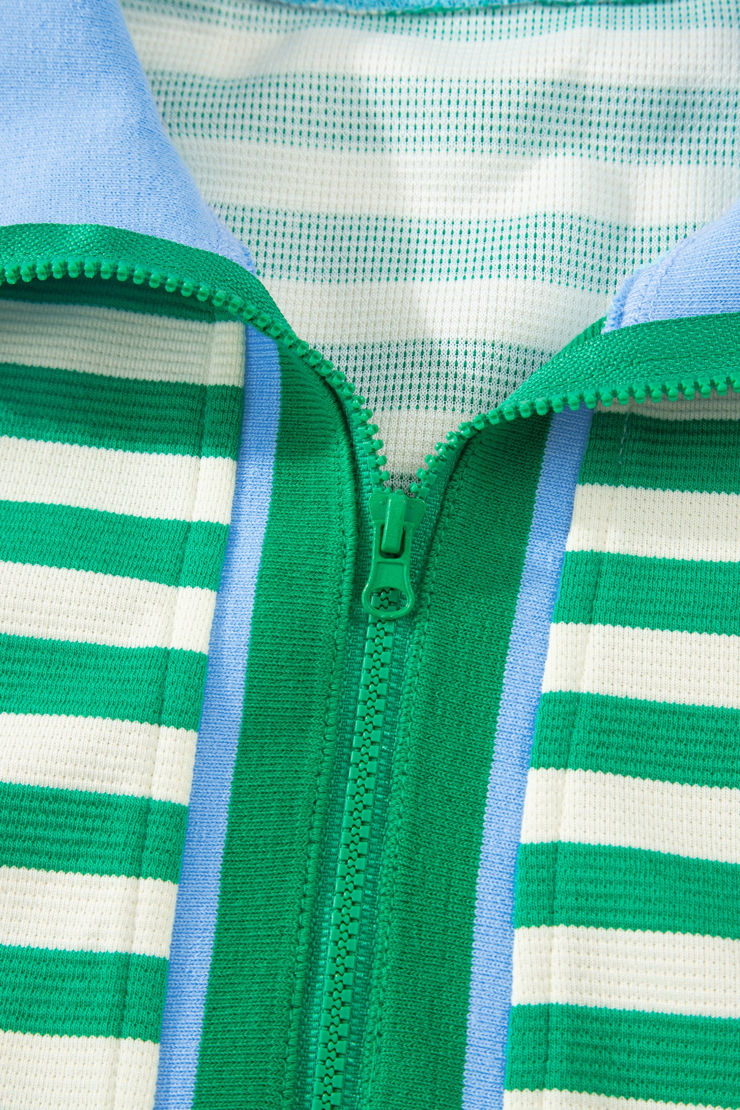 Bright Green Textured Stripe Print Contrast Trim Zip Collar Sleeveless 2pcs Skort Set