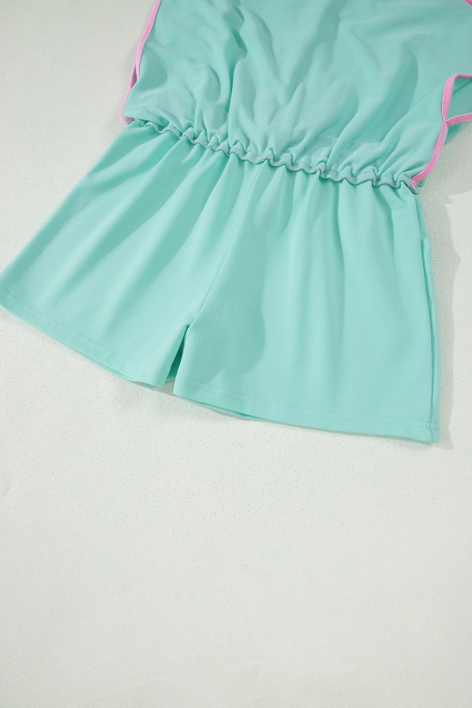 Moonlight Jade Colorblock Edge Drop Shoulder T Shirt and Skort 2Pcs Set