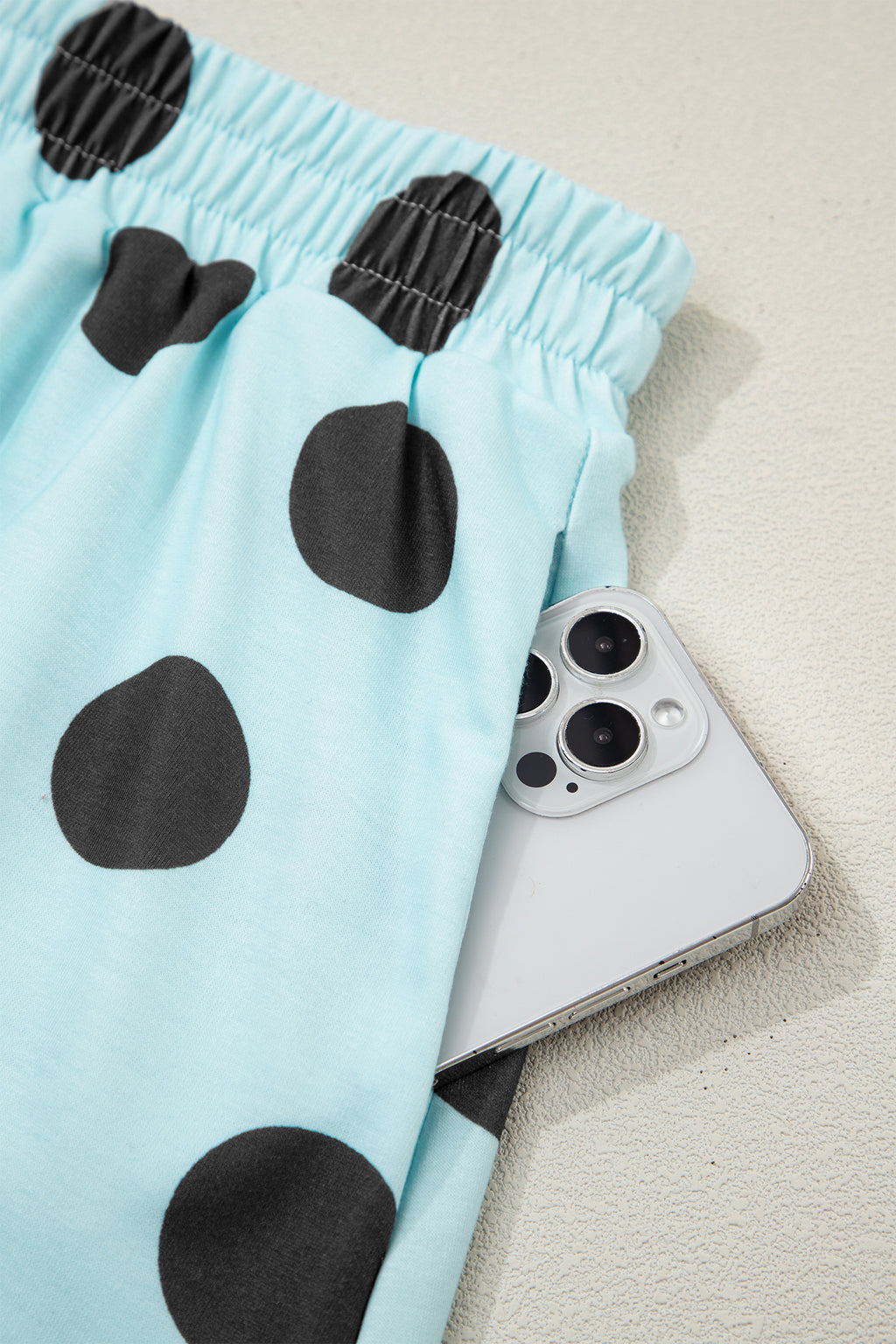 Sky Blue Polka Dot Short Sleeve Top Casual Skort 2pcs Outfit