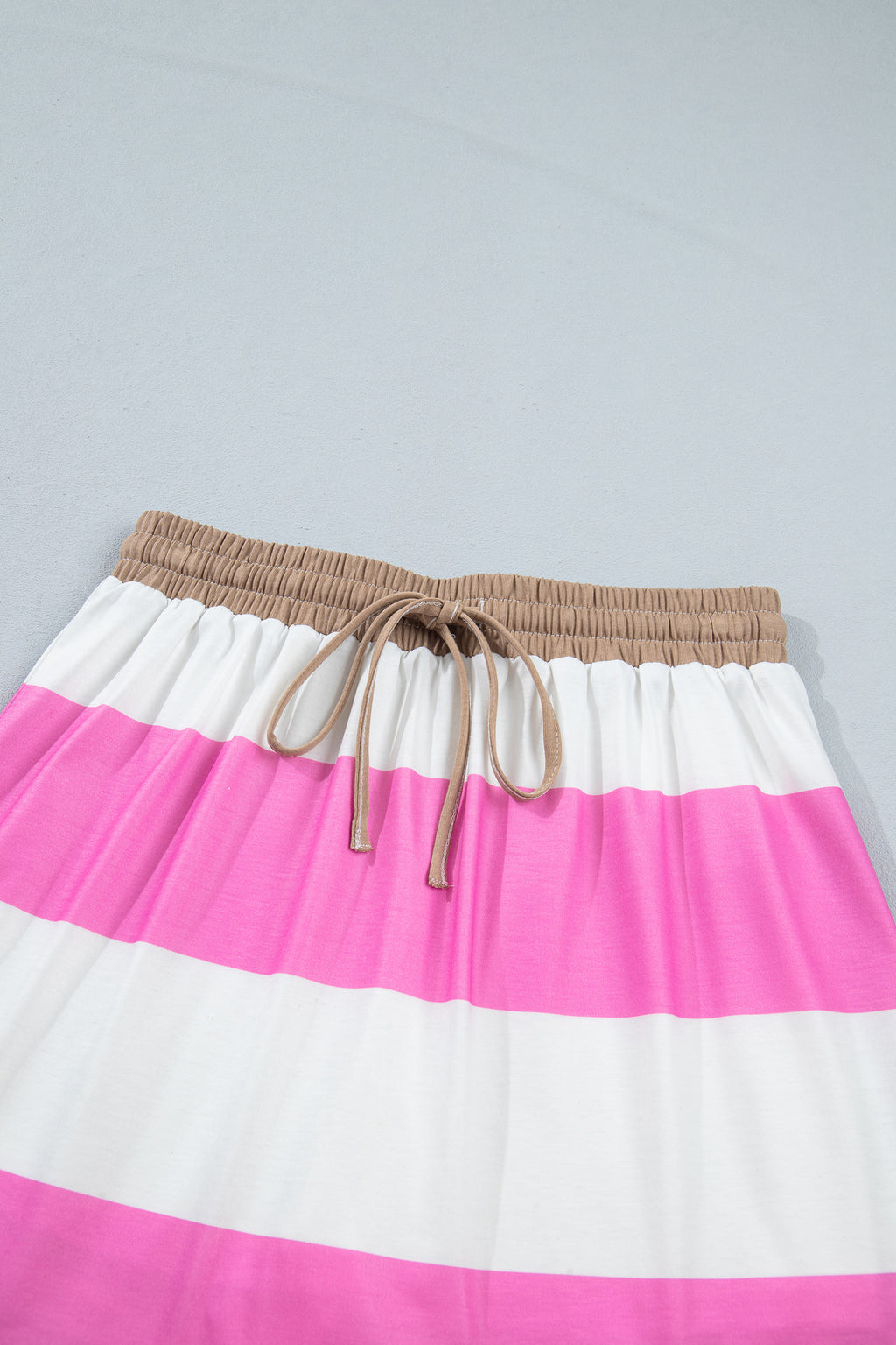 Rose Stripe Colorblock Trim Polo Tee Drawstring Mini Skort 2pcs Set