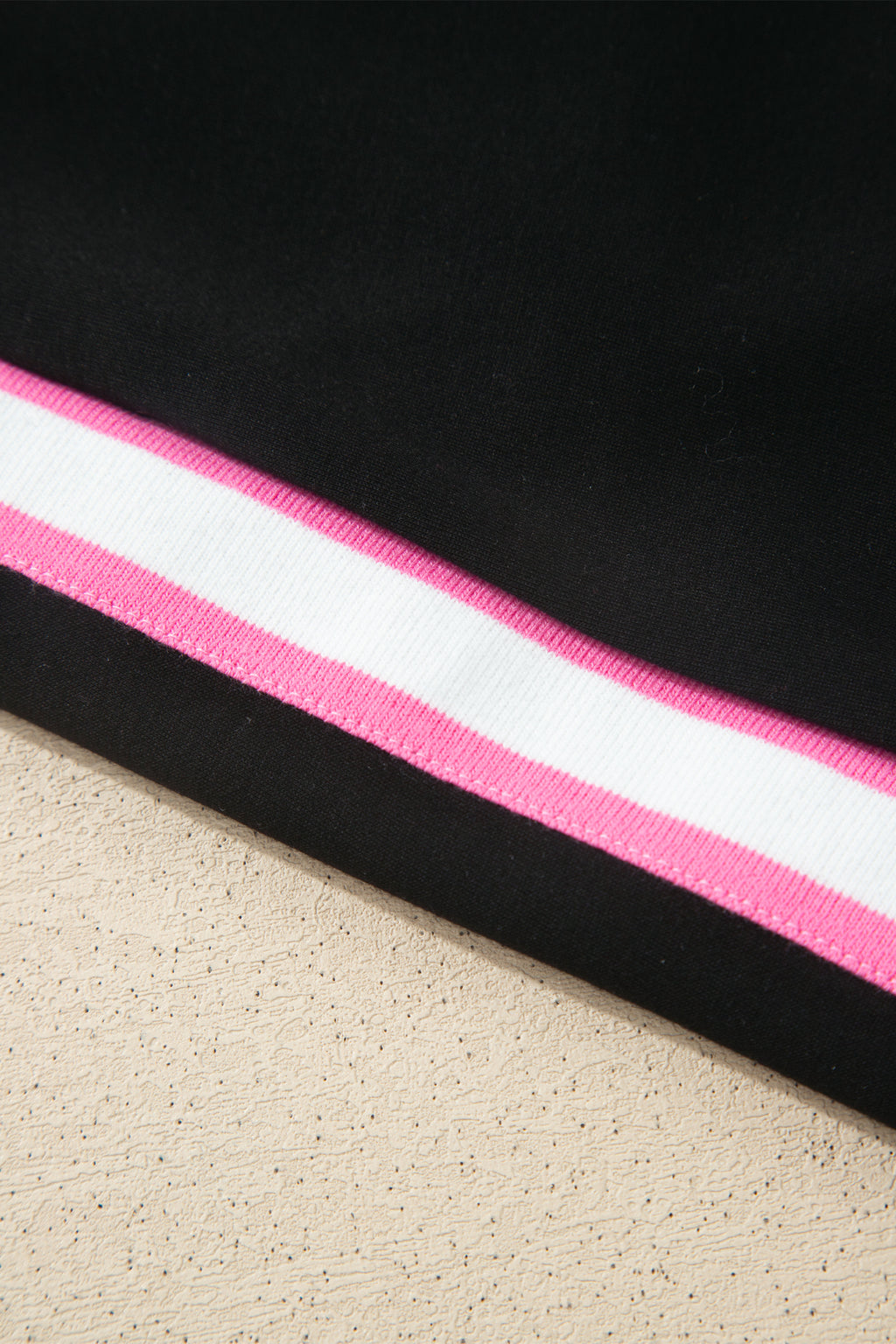 Black Preppy Striped Trim V Neck Polo Tee Drawstring Skort Set