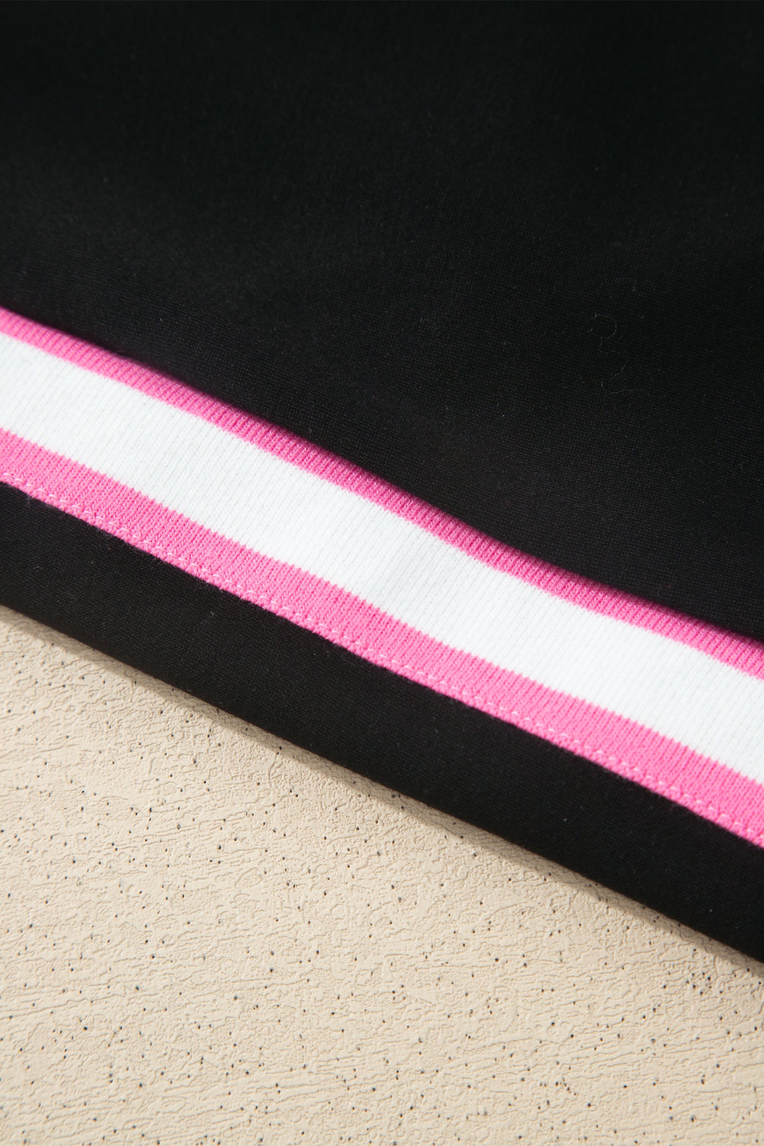 Black Preppy Striped Trim V Neck Polo Tee Drawstring Skort Set