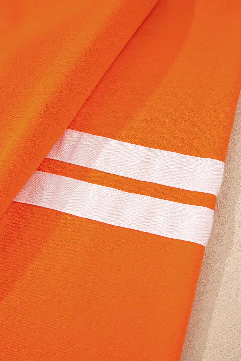 Orange Varsity Stripe Detail Drop Shoulder Pullover Mini Skort Set